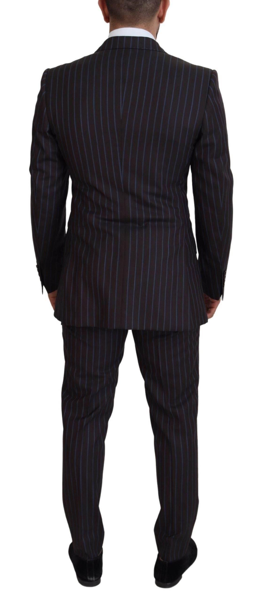 Dolce & Gabbana Black Striped Wool Formal 2 Piece Suit - Hilstor