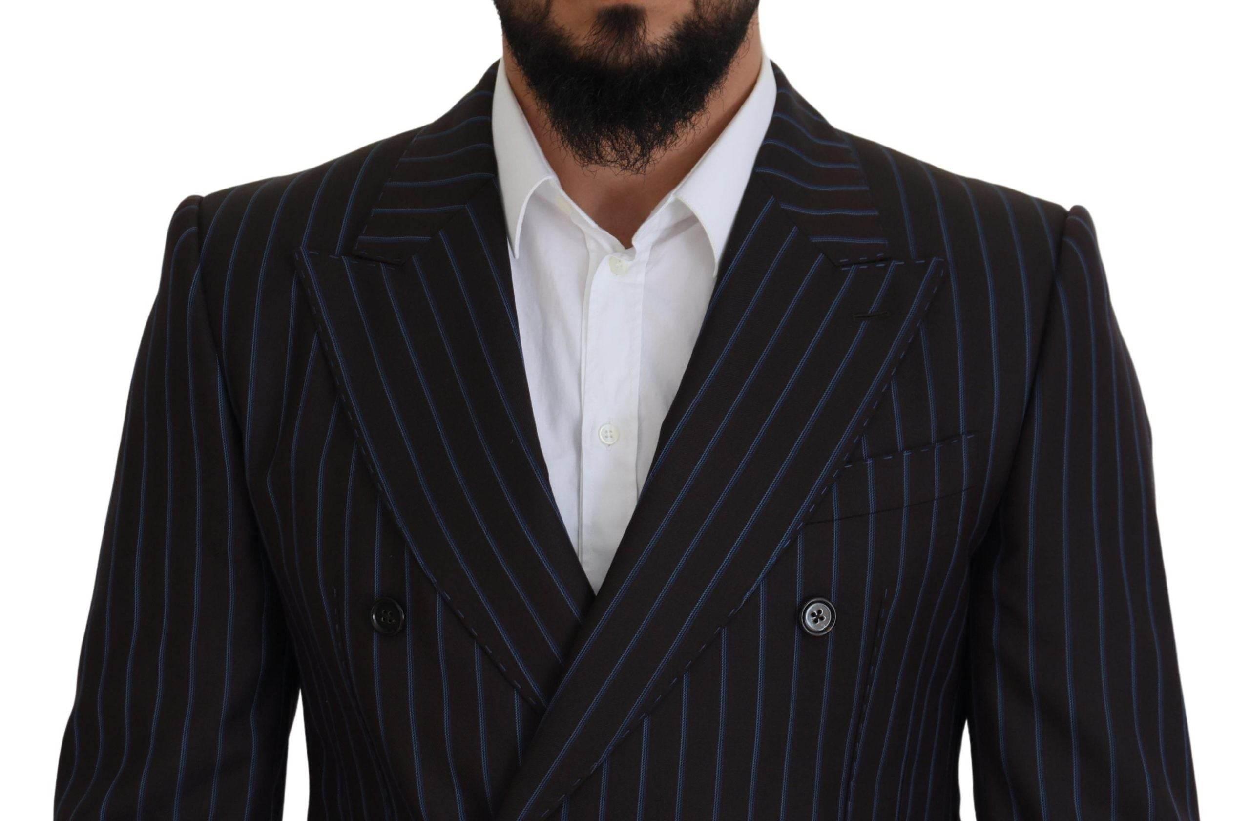 Dolce & Gabbana Black Striped Wool Formal 2 Piece Suit - Hilstor