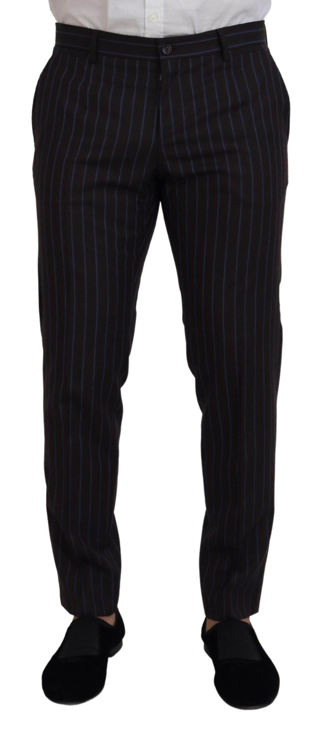 Dolce & Gabbana Black Striped Wool Formal 2 Piece Suit - Hilstor