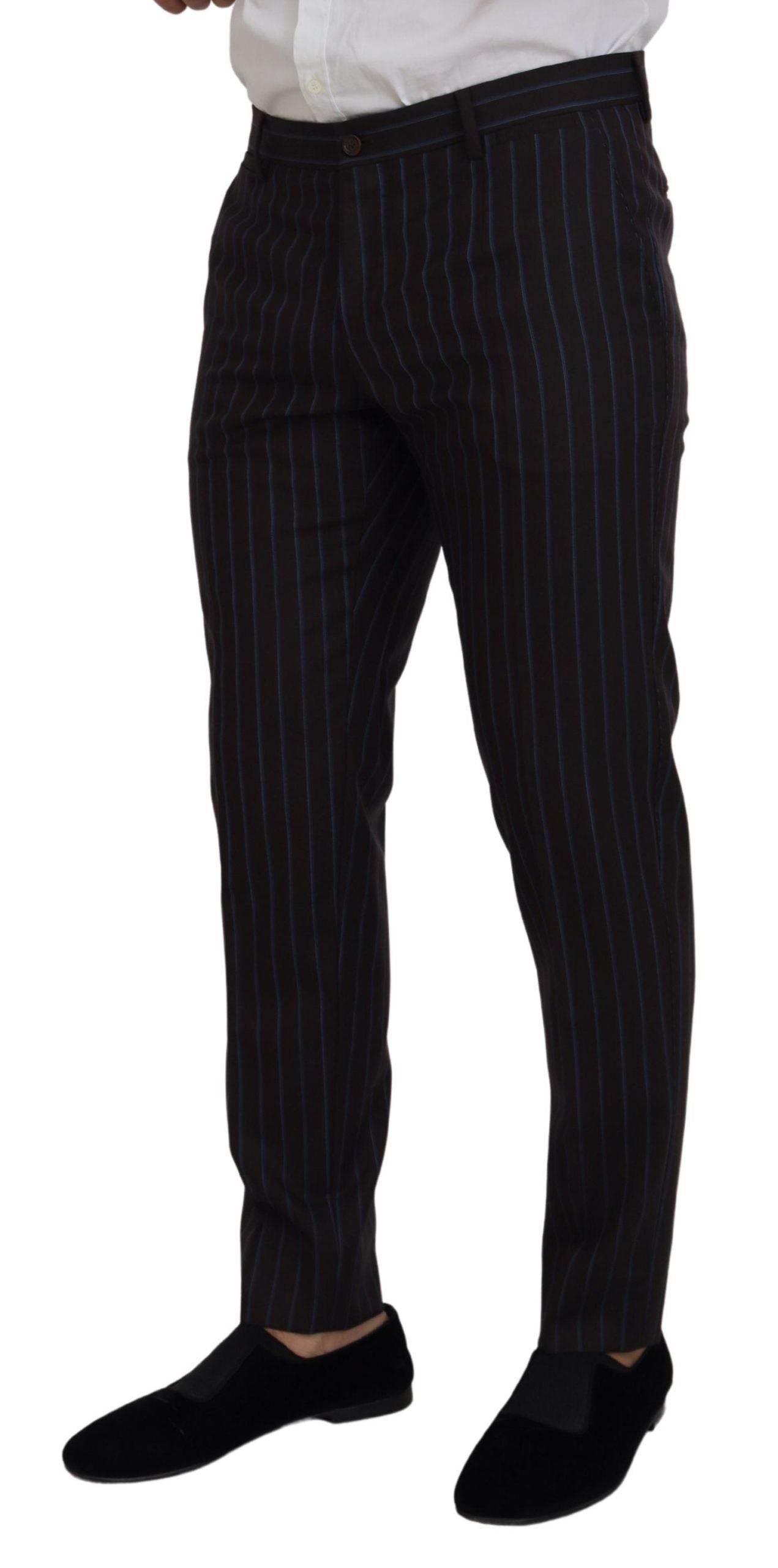 Dolce & Gabbana Black Striped Wool Formal 2 Piece Suit - Hilstor