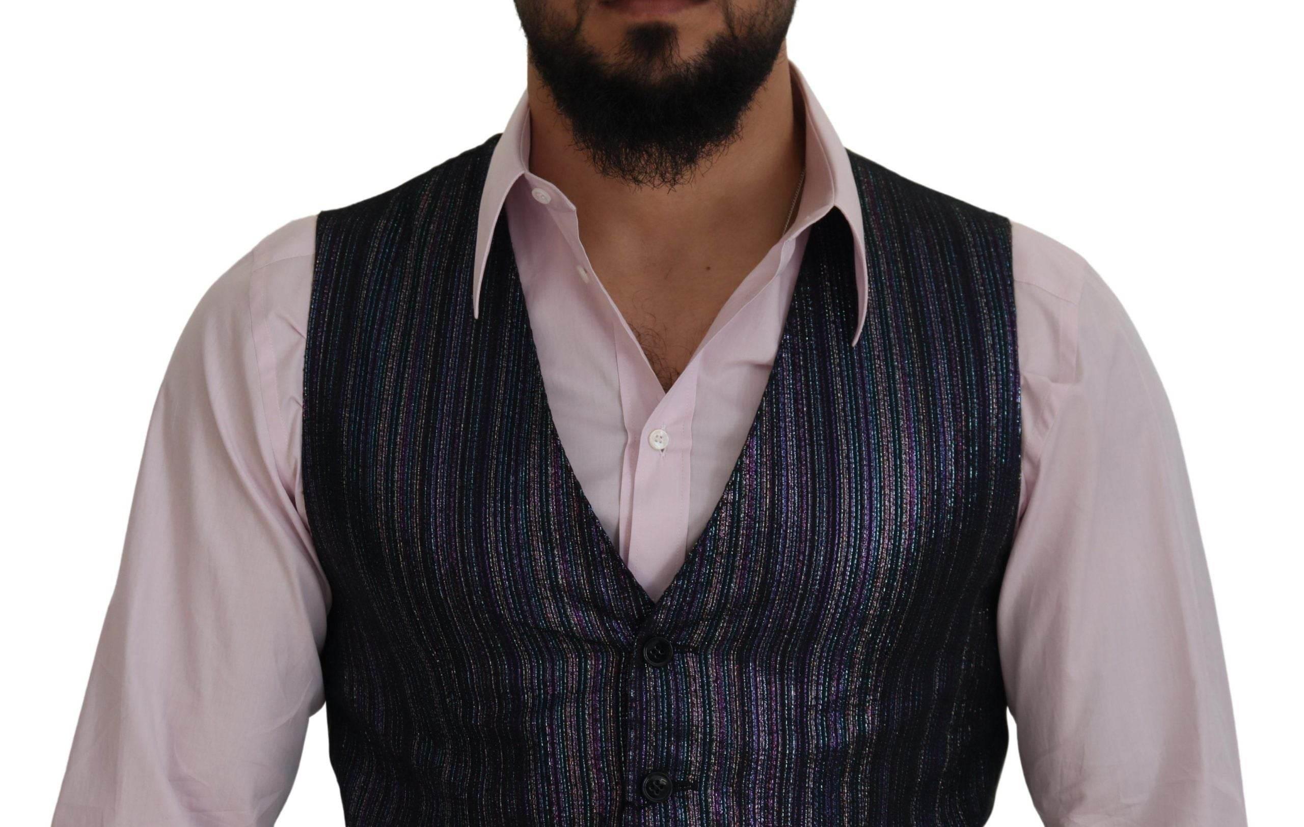 Dolce & Gabbana Multicolor Formal Dress Vest Luxury Blend - Hilstor