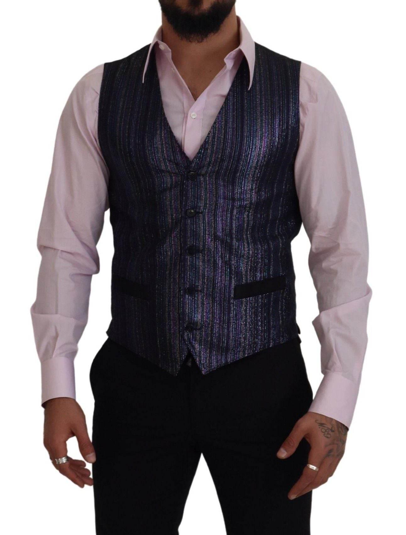 Dolce & Gabbana Multicolor Formal Dress Vest Luxury Blend - Hilstor