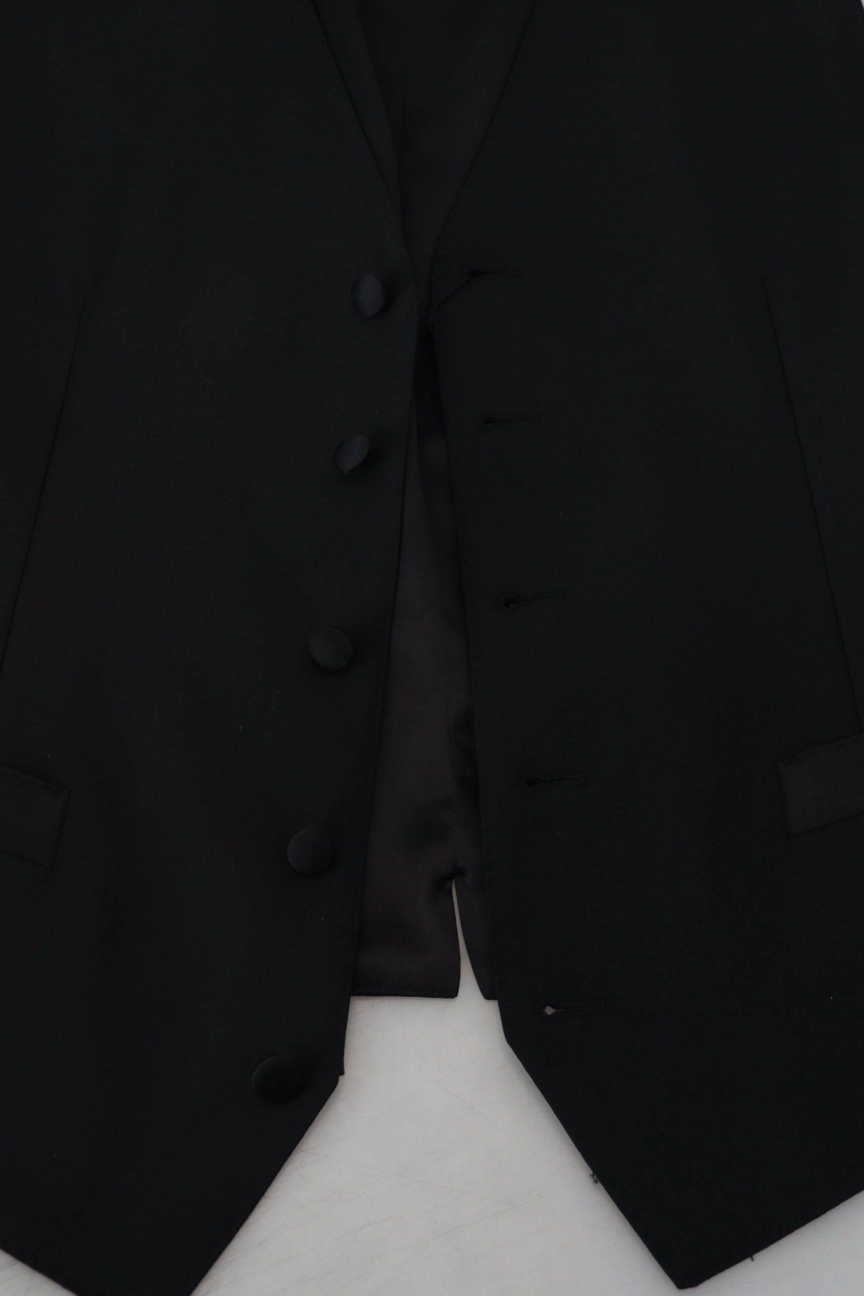 Dolce & Gabbana Black Virgin Wool Waistcoat Formal Dress Vest - Hilstor