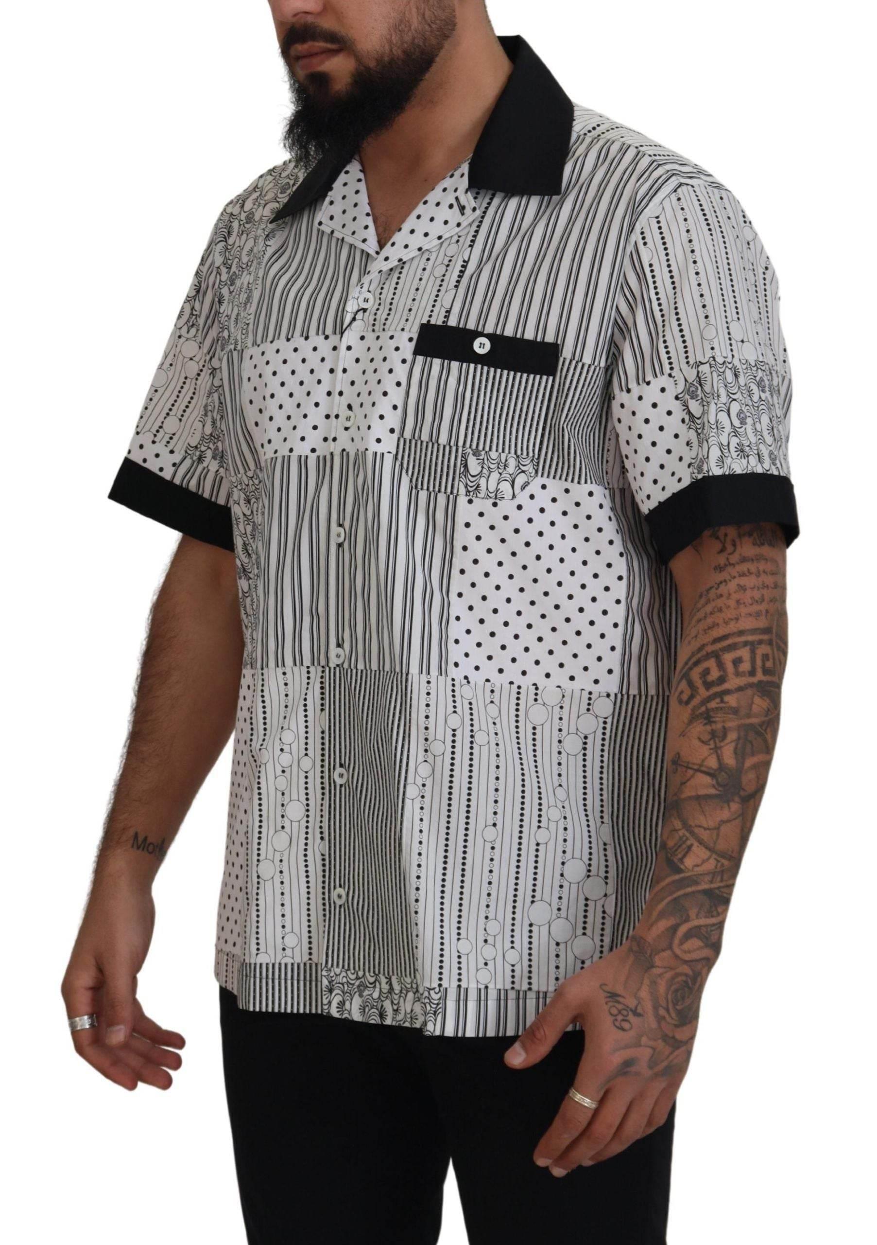 Dolce & Gabbana Elegant Black & White Cotton Shirt - Hilstor