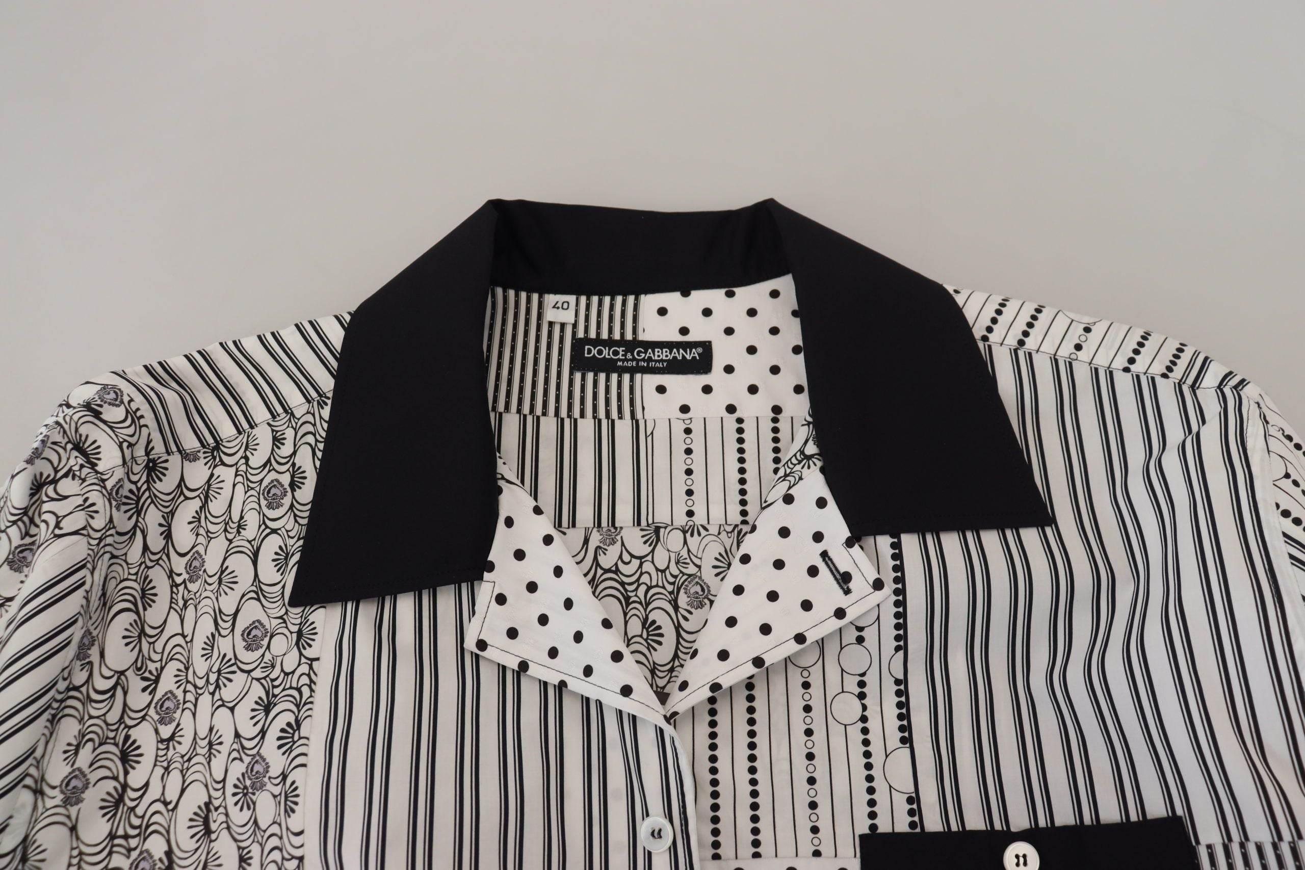 Dolce & Gabbana Elegant Black & White Cotton Shirt - Hilstor