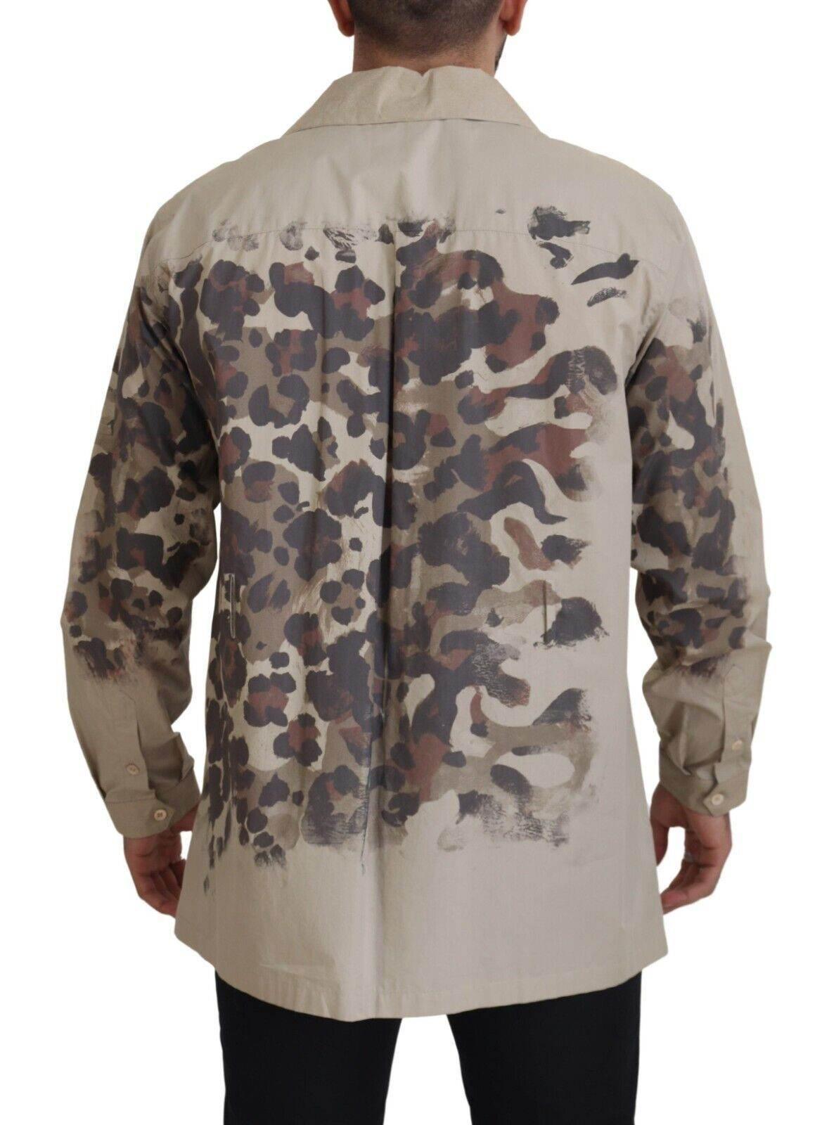 Dolce & Gabbana Beige Camouflage Cotton Long Sleeves Shirt - Hilstor