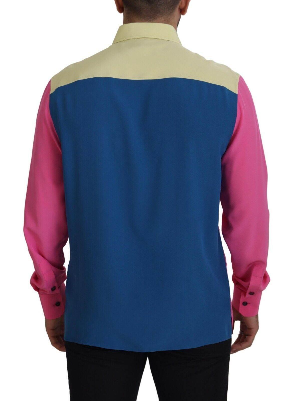 Dolce & Gabbana Elegant Multicolor Silk Button-Down Shirt - Hilstor