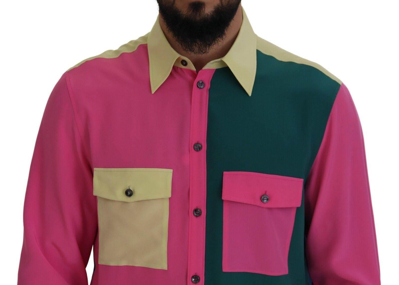 Dolce & Gabbana Elegant Multicolor Silk Button-Down Shirt - Hilstor