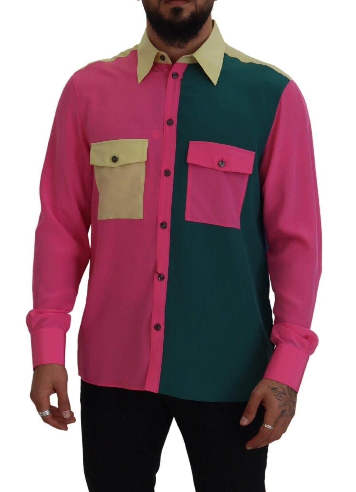 Dolce & Gabbana Elegant Multicolor Silk Button-Down Shirt - Hilstor