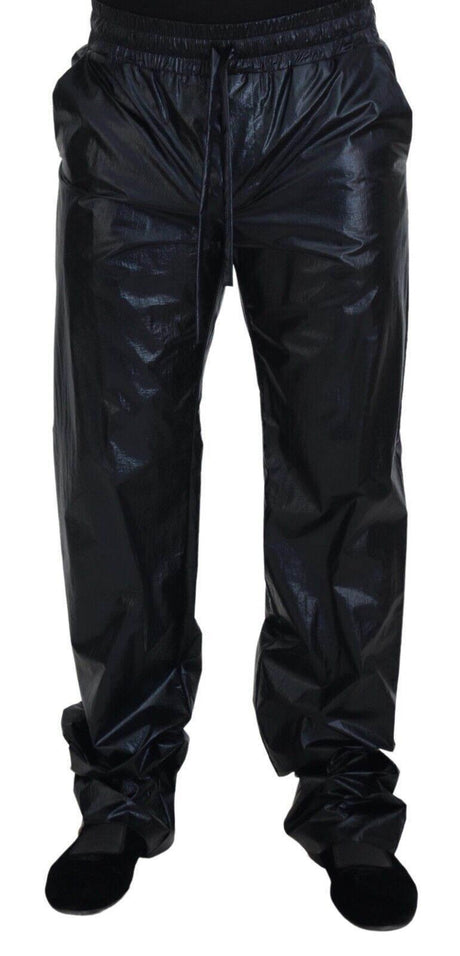 Dolce & Gabbana Black Shining Drawstring Trouser Nylon Pants - Hilstor