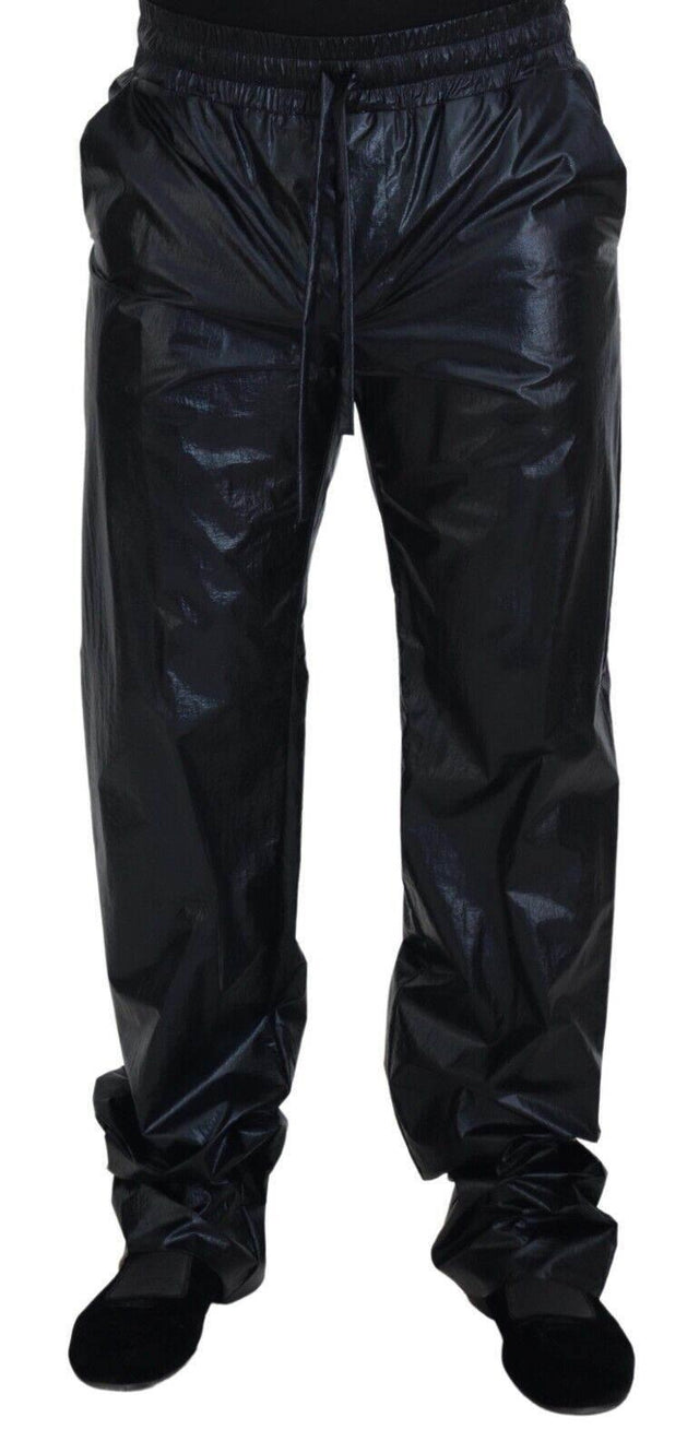 Dolce & Gabbana Black Shining Drawstring Trouser Nylon Pants - Hilstor