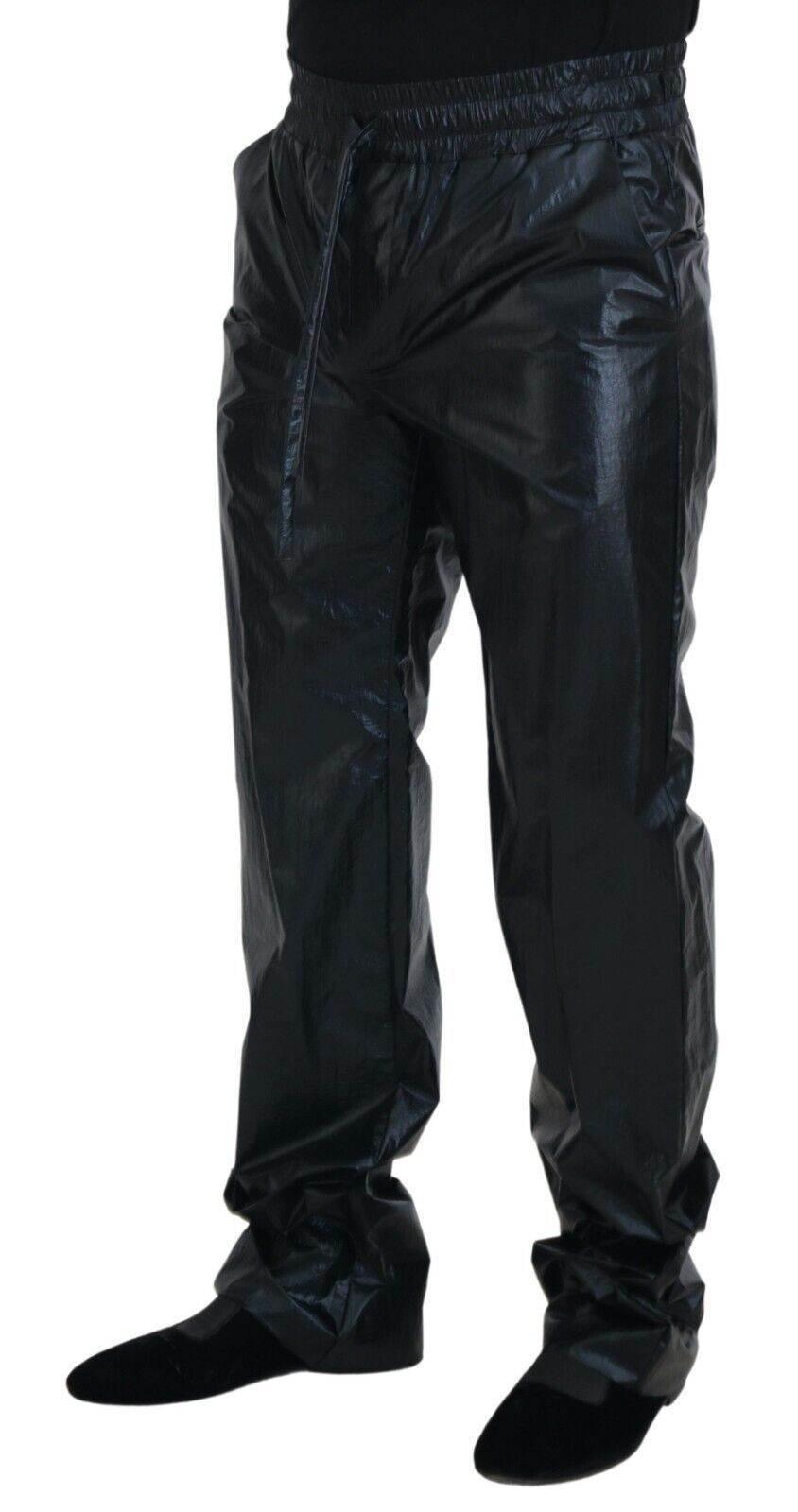 Dolce & Gabbana Black Shining Drawstring Trouser Nylon Pants - Hilstor
