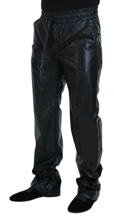 Dolce & Gabbana Black Shining Drawstring Trouser Nylon Pants - Hilstor