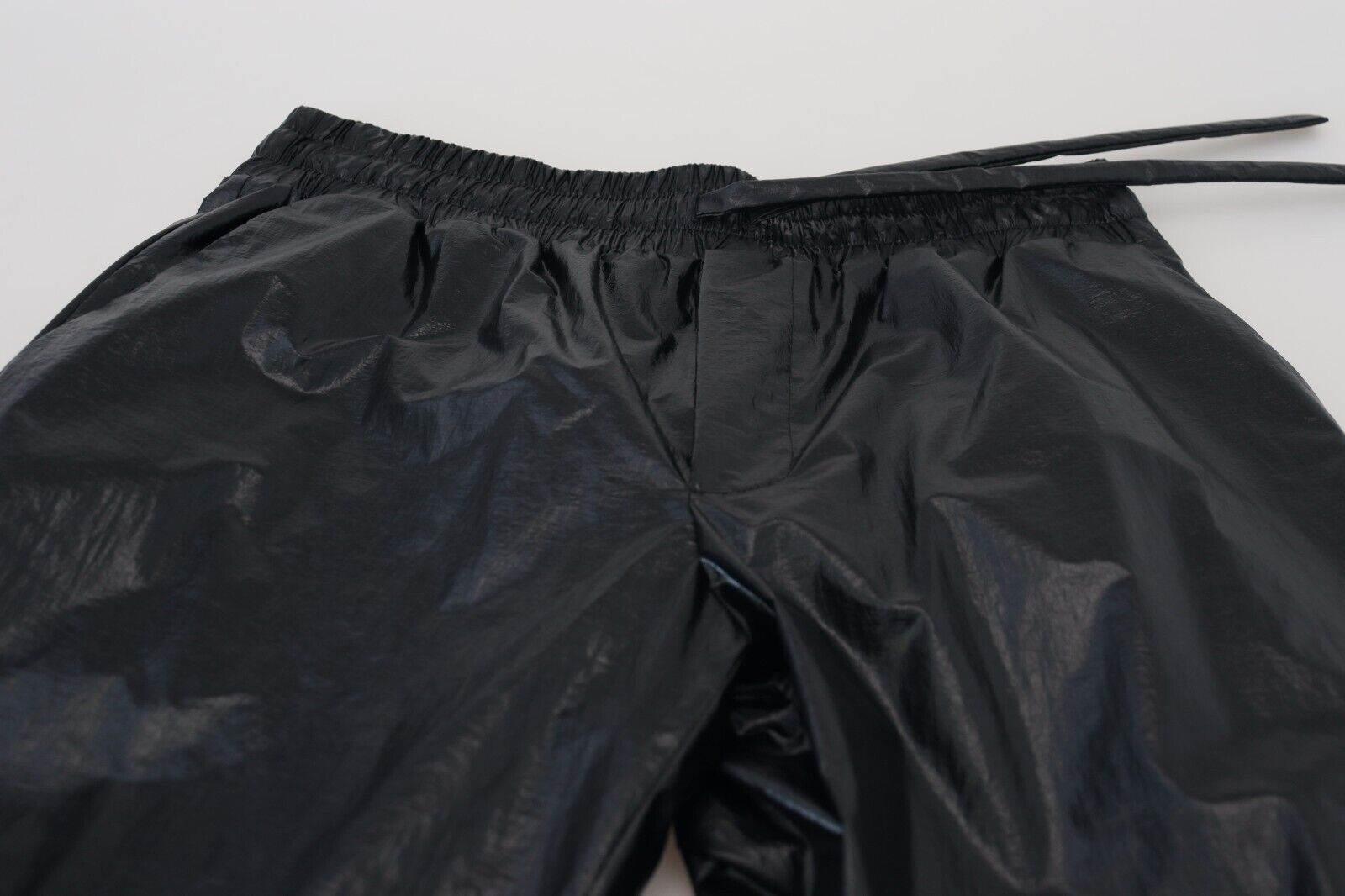 Dolce & Gabbana Black Shining Drawstring Trouser Nylon Pants - Hilstor