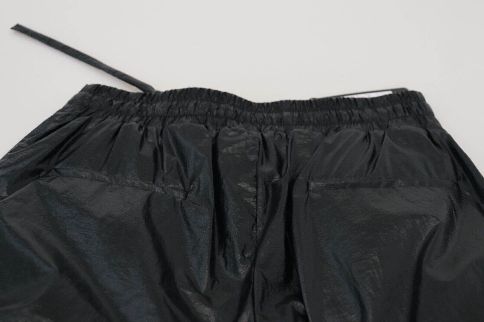 Dolce & Gabbana Black Shining Drawstring Trouser Nylon Pants - Hilstor