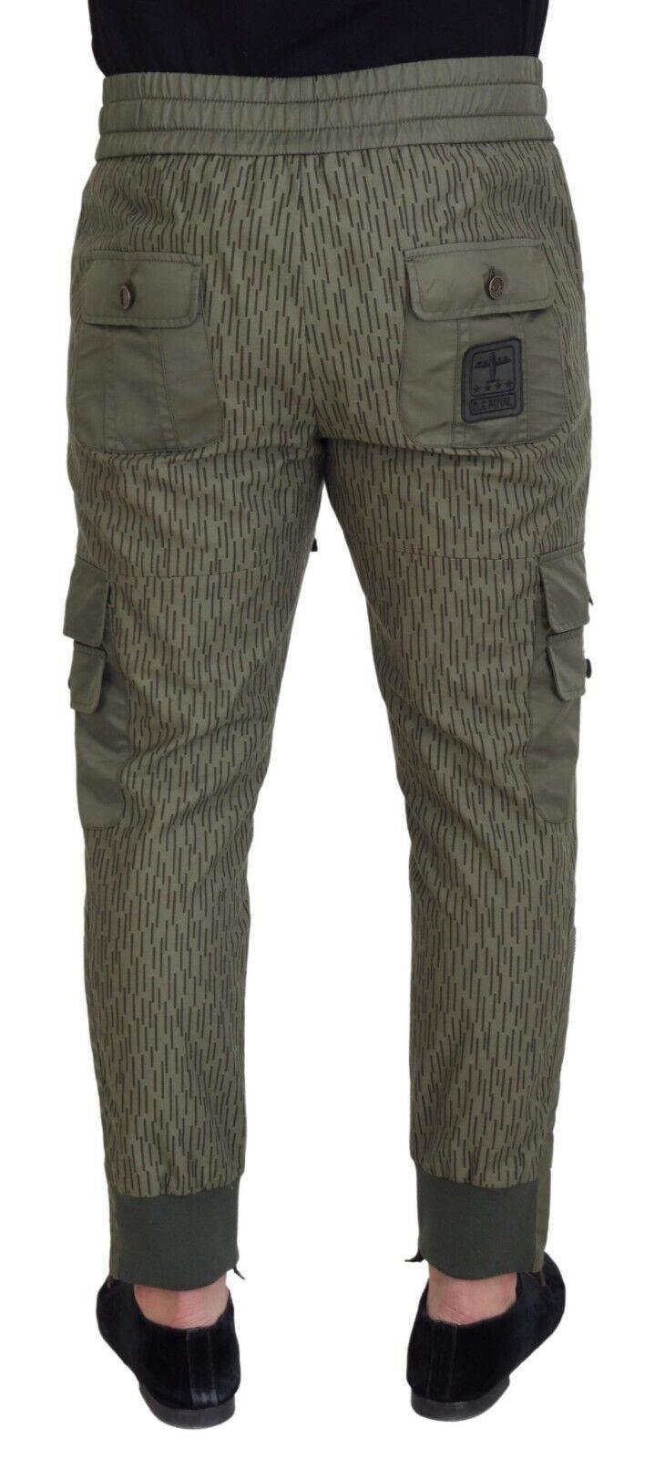 Dolce & Gabbana Green Striped Cargo Zipper Leg Men Trouser Pants - Hilstor