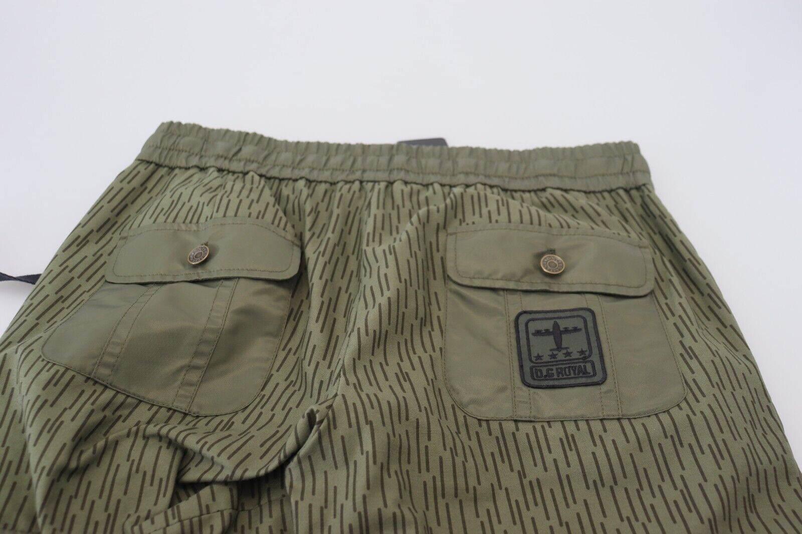 Dolce & Gabbana Green Striped Cargo Zipper Leg Men Trouser Pants - Hilstor