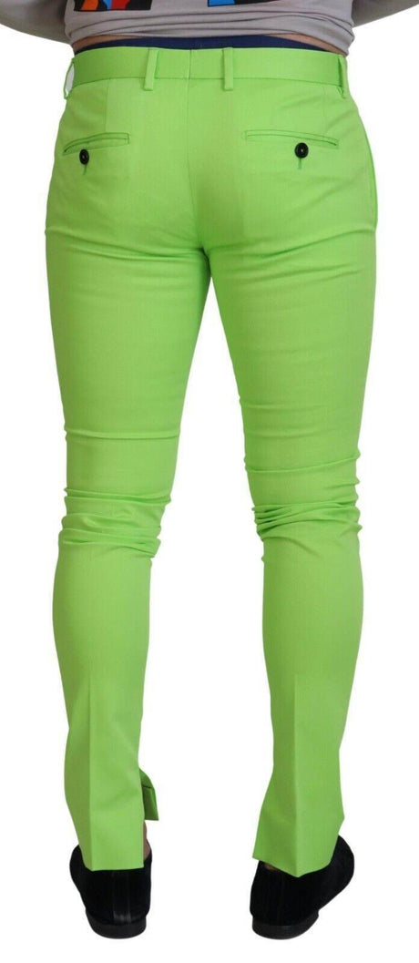 Dolce & Gabbana Light Green Cotton Skinny Men Trousers Pants - Hilstor