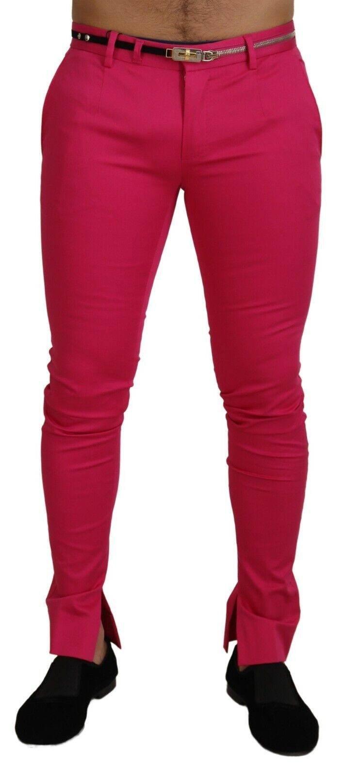 Dolce & Gabbana Chic Pink Cotton Blend Trousers - Hilstor