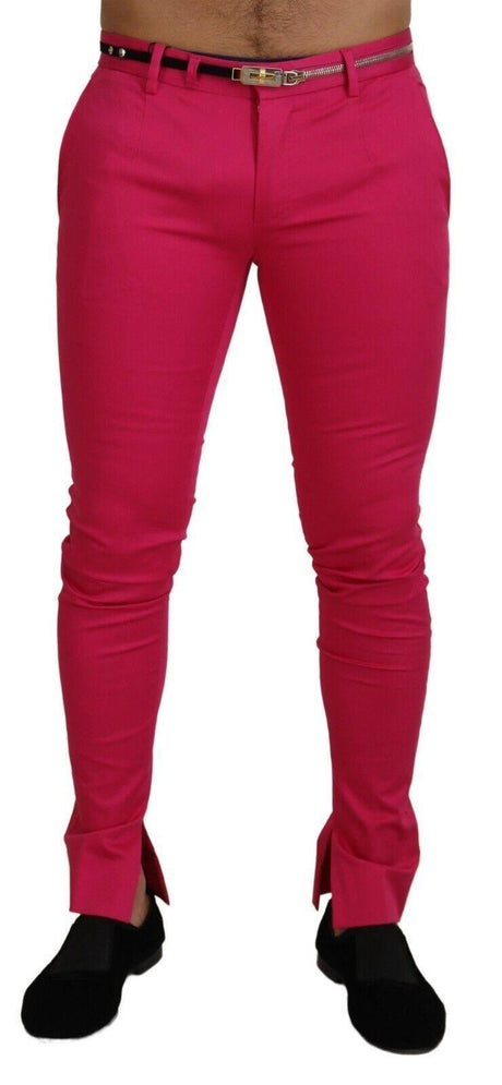 Dolce & Gabbana Chic Pink Cotton Blend Trousers - Hilstor