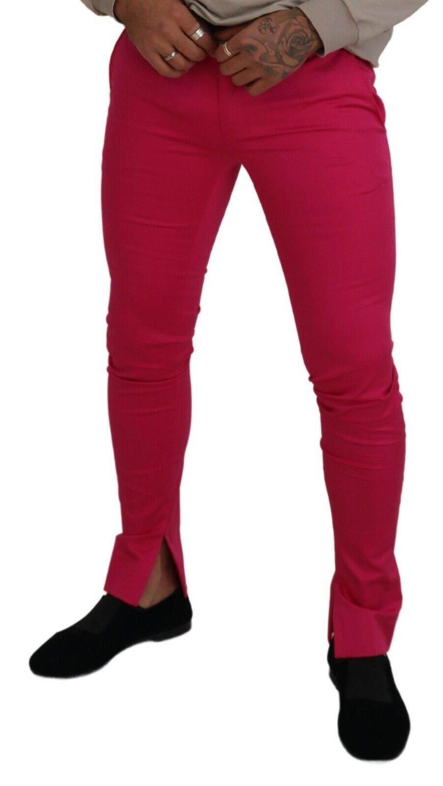 Dolce & Gabbana Chic Pink Cotton Blend Trousers - Hilstor