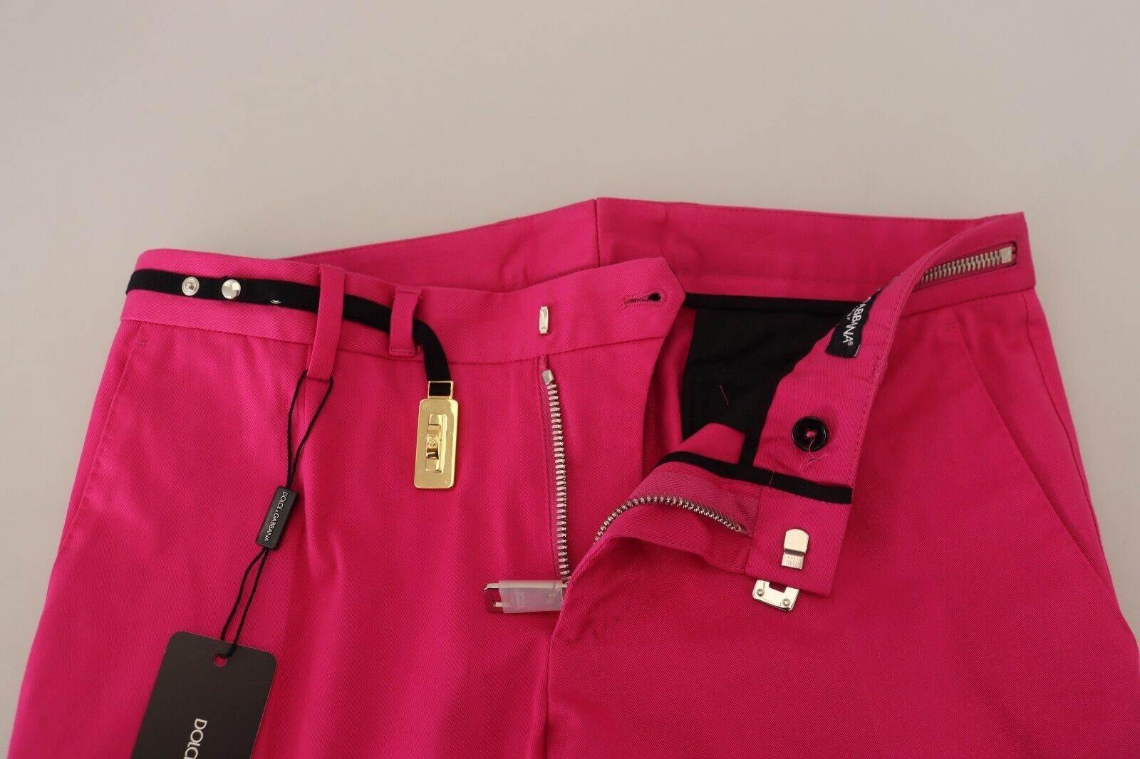 Dolce & Gabbana Chic Pink Cotton Blend Trousers - Hilstor