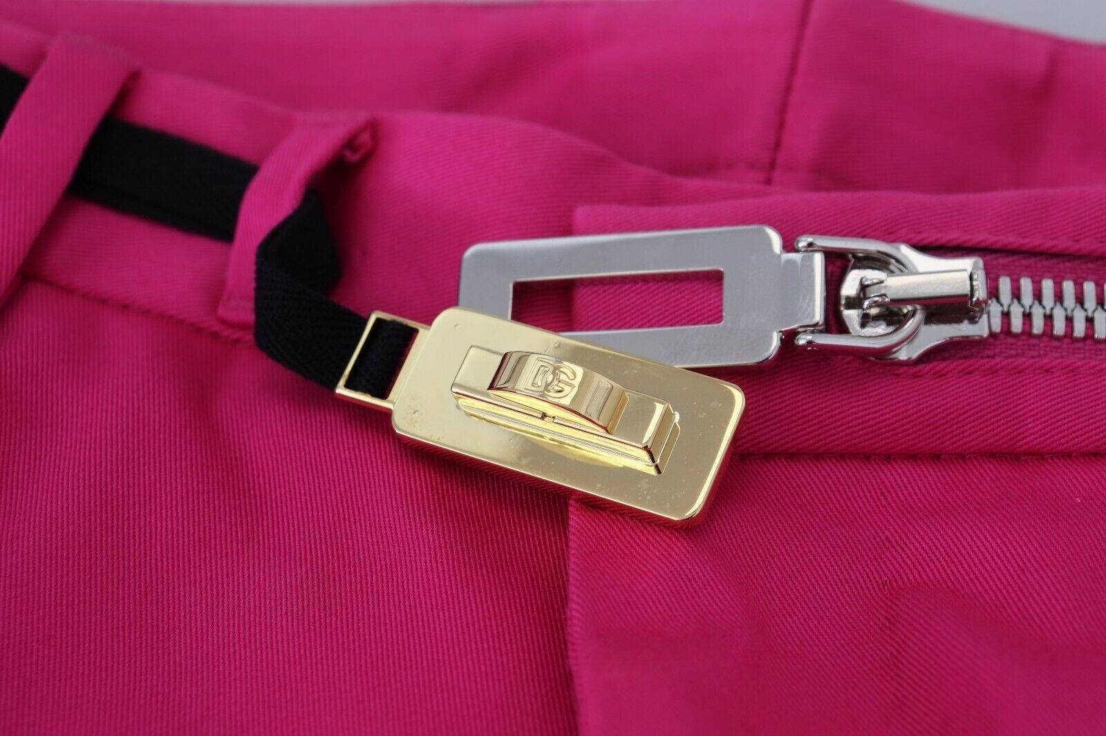 Dolce & Gabbana Chic Pink Cotton Blend Trousers - Hilstor