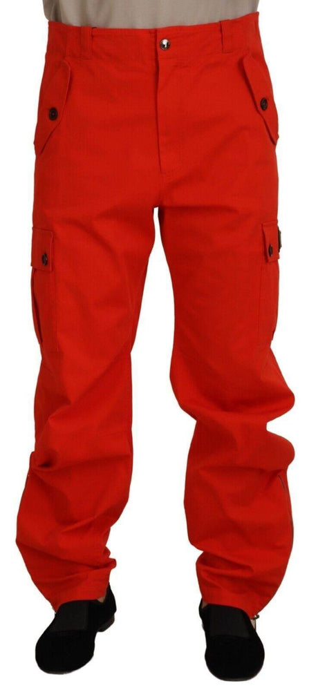 Dolce & Gabbana Red Cargo Men Trousers Cotton Pants - Hilstor
