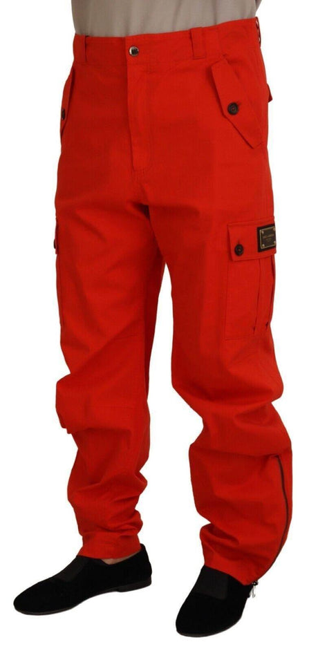 Dolce & Gabbana Red Cargo Men Trousers Cotton Pants - Hilstor