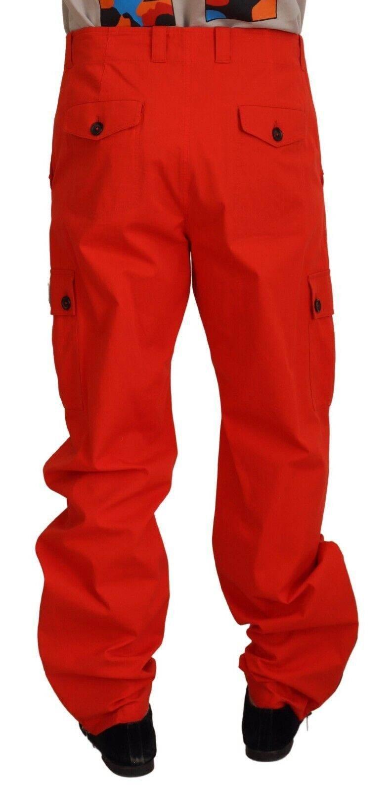 Dolce & Gabbana Red Cargo Men Trousers Cotton Pants - Hilstor