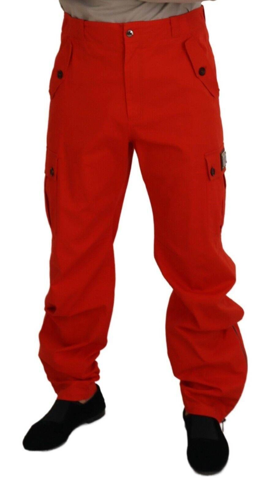 Dolce & Gabbana Red Cargo Men Trousers Cotton Pants - Hilstor