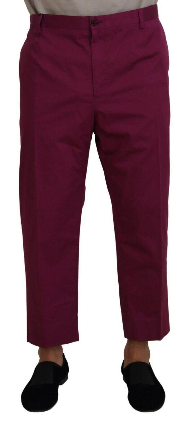 Dolce & Gabbana Magenta Cotton DG Logo Pocket Trouser Pants - Hilstor