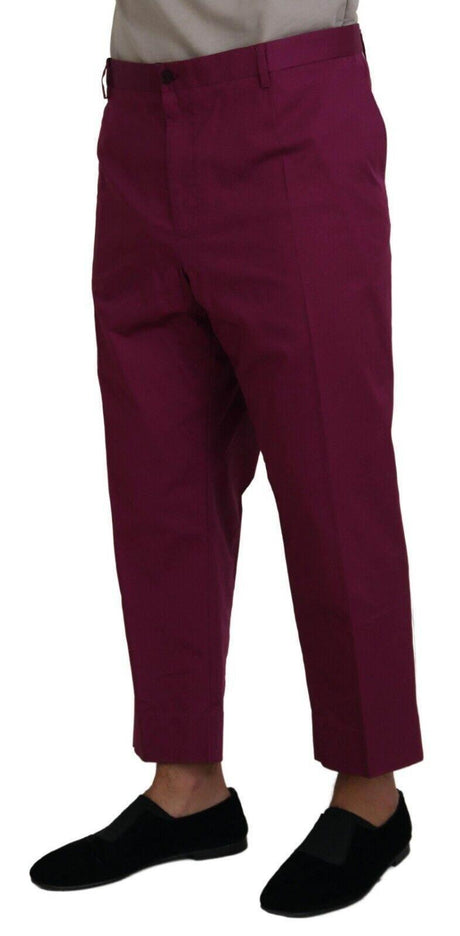 Dolce & Gabbana Magenta Cotton DG Logo Pocket Trouser Pants - Hilstor