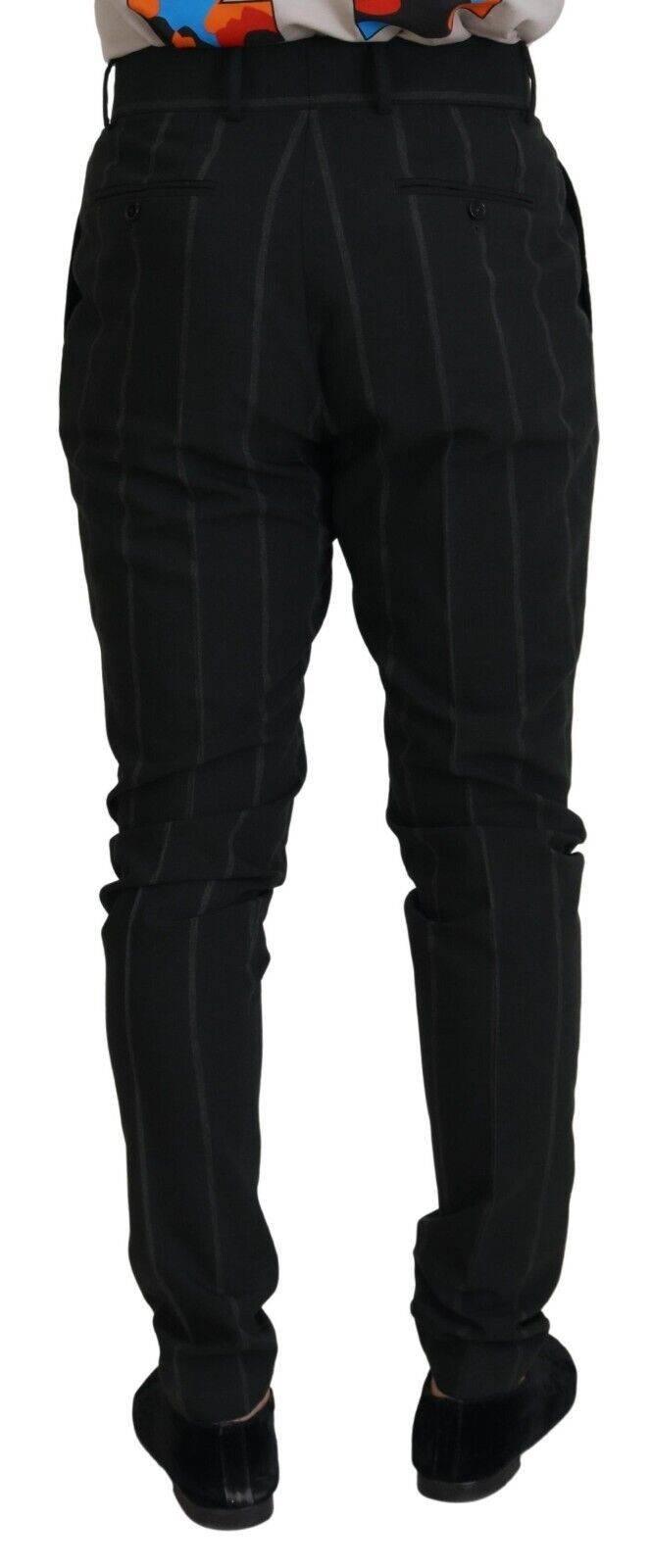 Dolce & Gabbana Black Striped Men Trousers Cotton Pants - Hilstor
