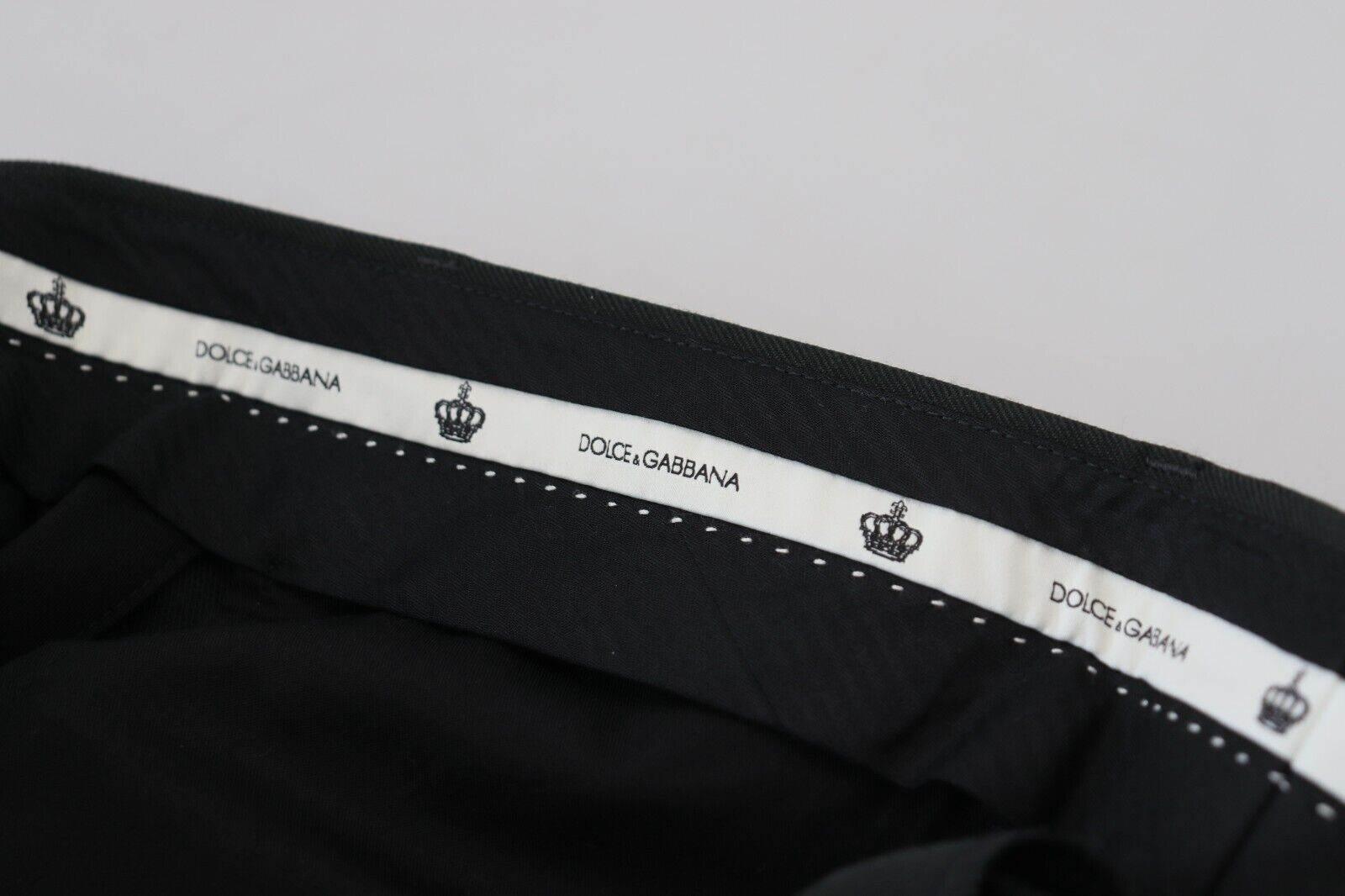 Dolce & Gabbana Black Striped Men Trousers Cotton Pants - Hilstor