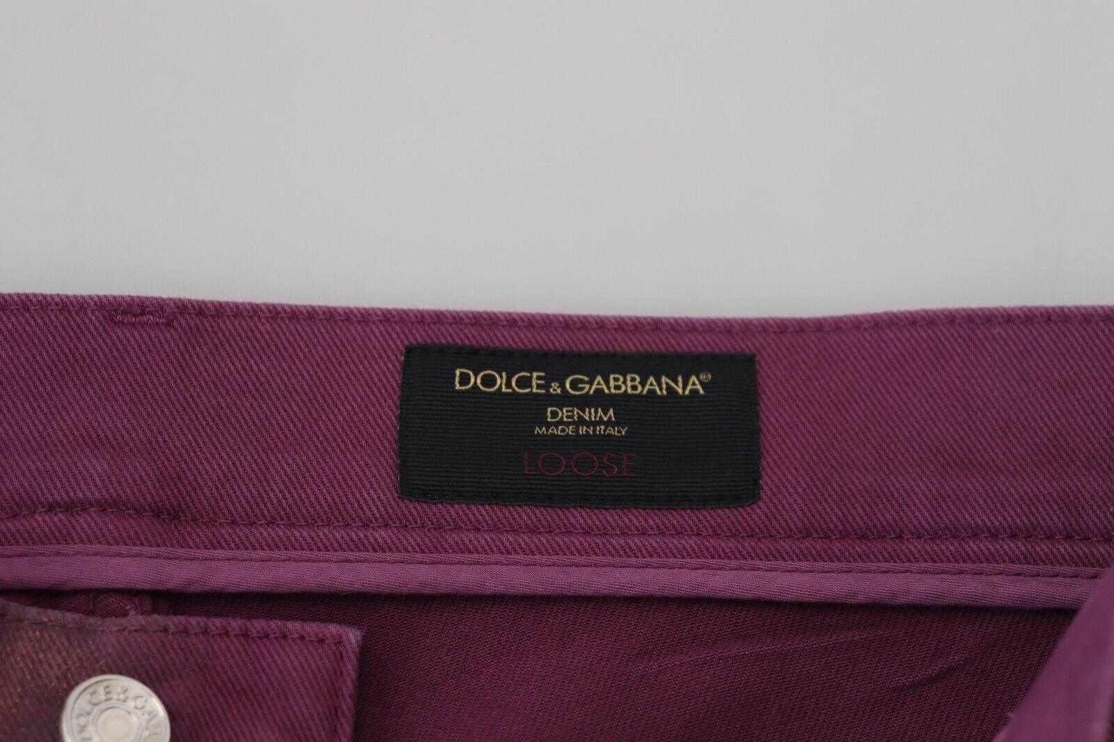 Dolce & Gabbana Magenta Cotton Men Casual Harness Denim Jeans - Hilstor