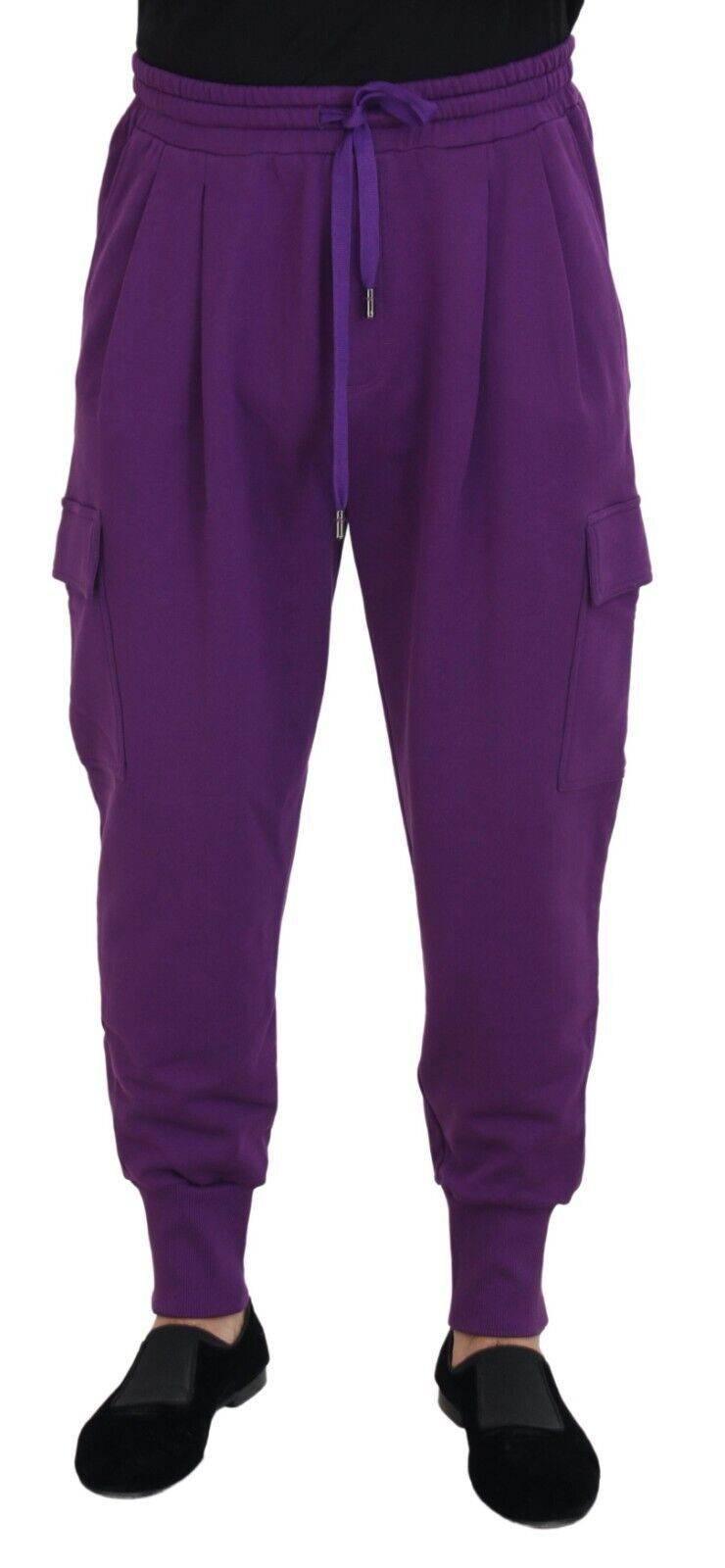 Dolce & Gabbana Elegant Purple Cotton Cargo Sweatpants - Hilstor