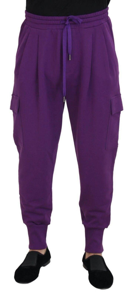 Dolce & Gabbana Elegant Purple Cotton Cargo Sweatpants - Hilstor