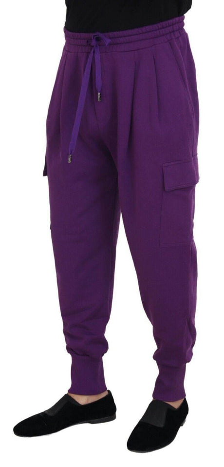 Dolce & Gabbana Elegant Purple Cotton Cargo Sweatpants - Hilstor