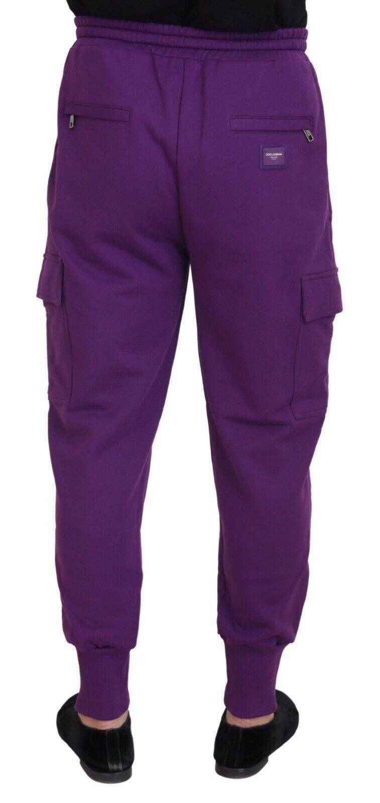 Dolce & Gabbana Elegant Purple Cotton Cargo Sweatpants - Hilstor