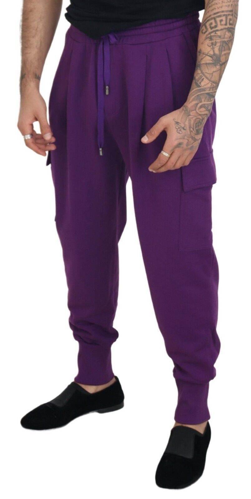 Dolce & Gabbana Elegant Purple Cotton Cargo Sweatpants - Hilstor