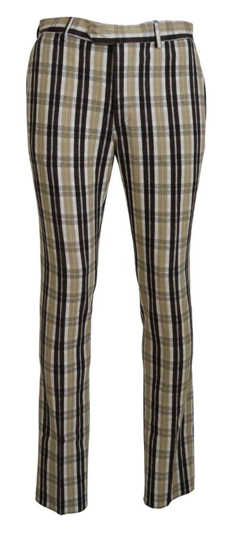 BENCIVENGA Multicolor Checkered Cotton Straight Fit Men Pants - Hilstor