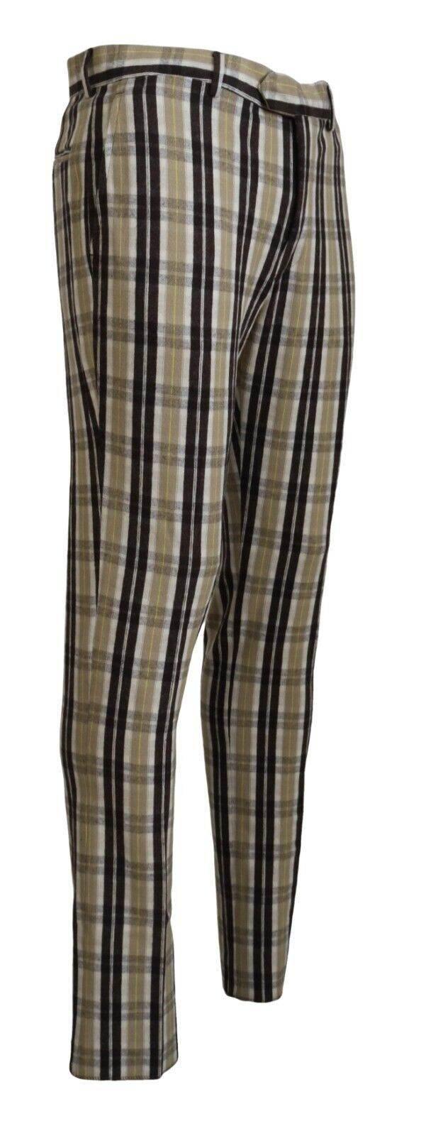 BENCIVENGA Multicolor Checkered Cotton Straight Fit Men Pants - Hilstor
