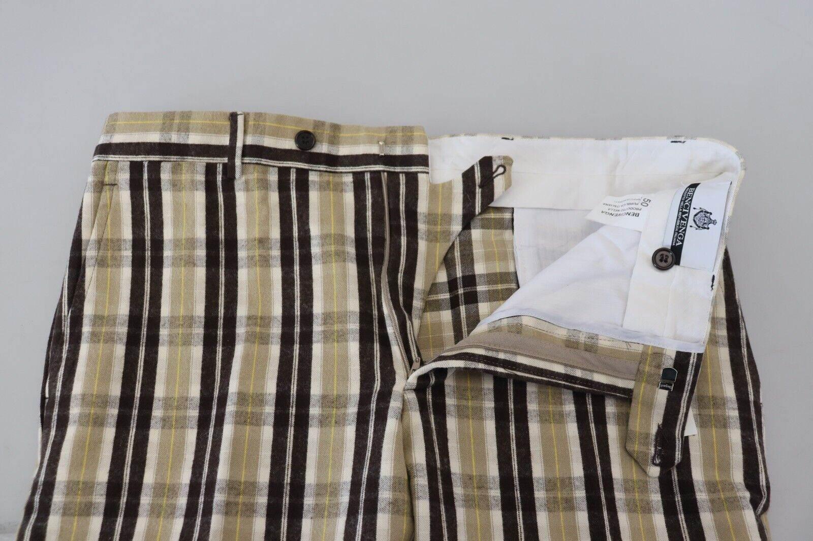 BENCIVENGA Multicolor Checkered Cotton Straight Fit Men Pants - Hilstor