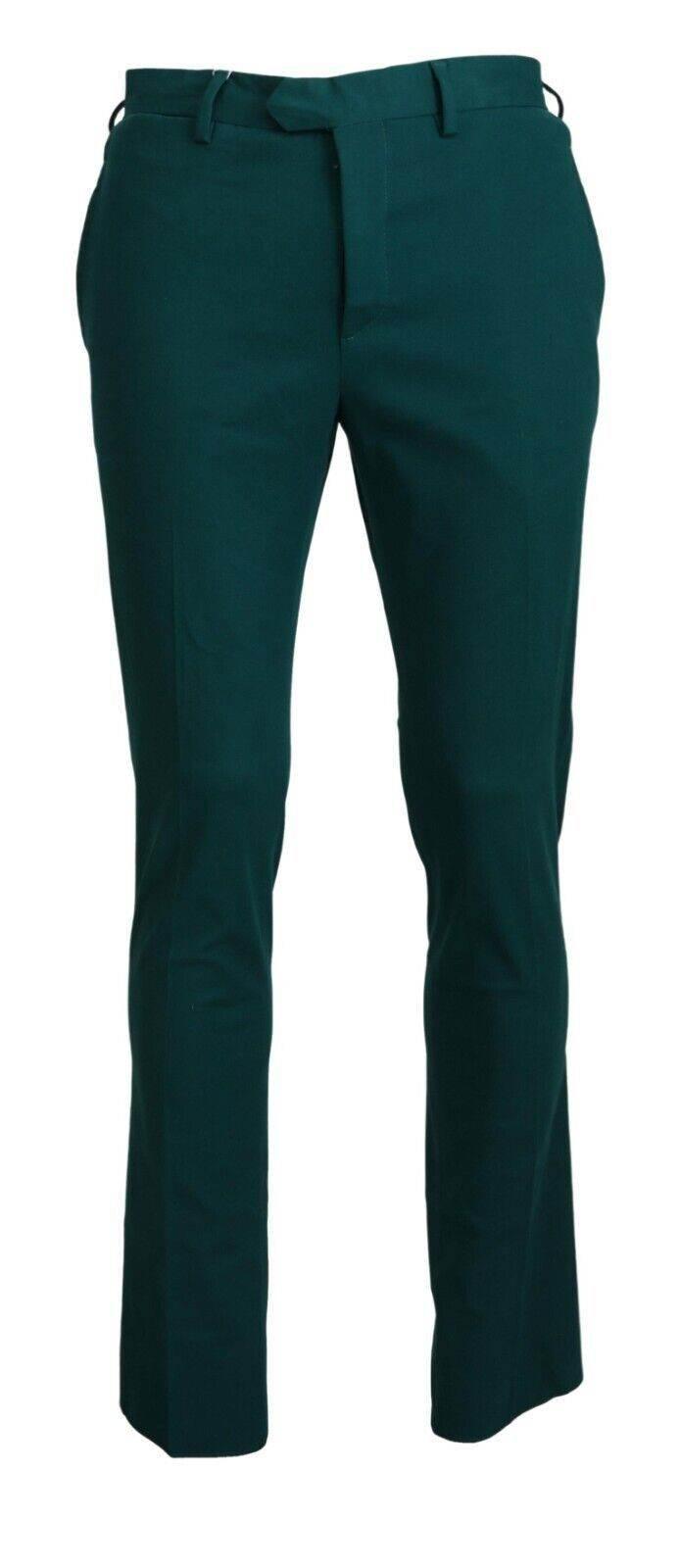 BENCIVENGA Green Straight Fit Men Formal Trousers Pants - Hilstor