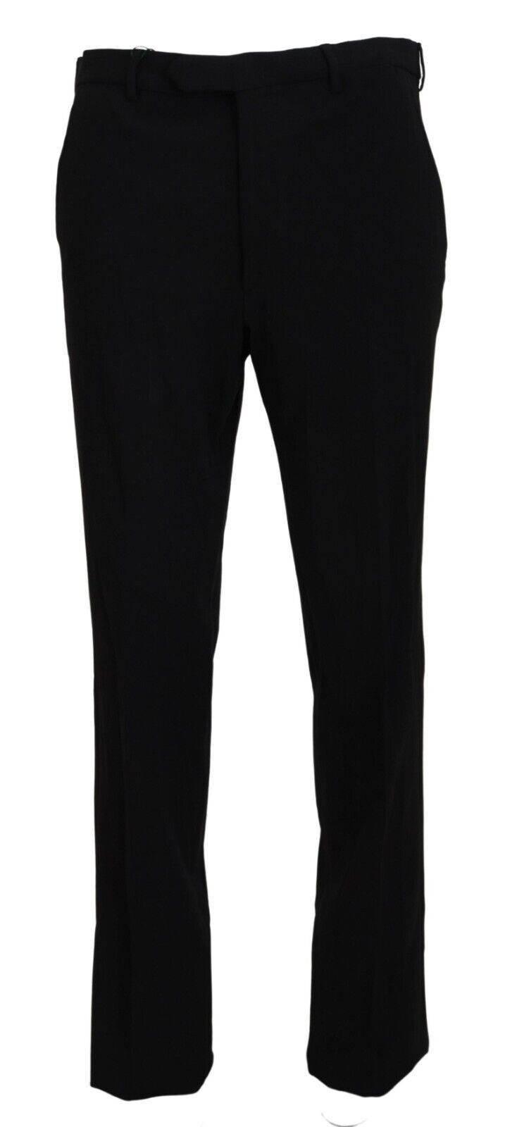 BENCIVENGA Black Straight Fit Men Formal Trousers Pants - Hilstor
