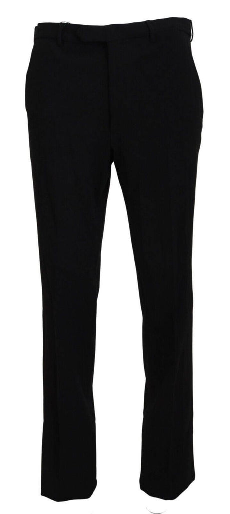 BENCIVENGA Black Straight Fit Men Formal Trousers Pants - Hilstor