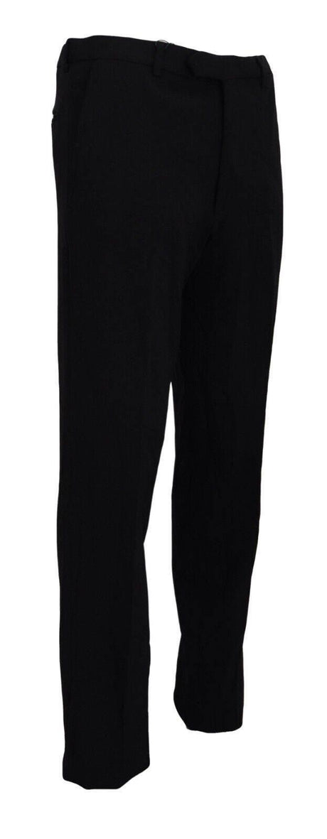 BENCIVENGA Black Straight Fit Men Formal Trousers Pants - Hilstor
