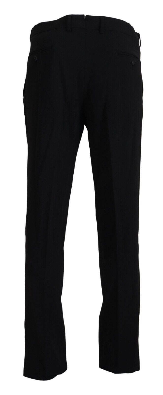 BENCIVENGA Black Straight Fit Men Formal Trousers Pants - Hilstor