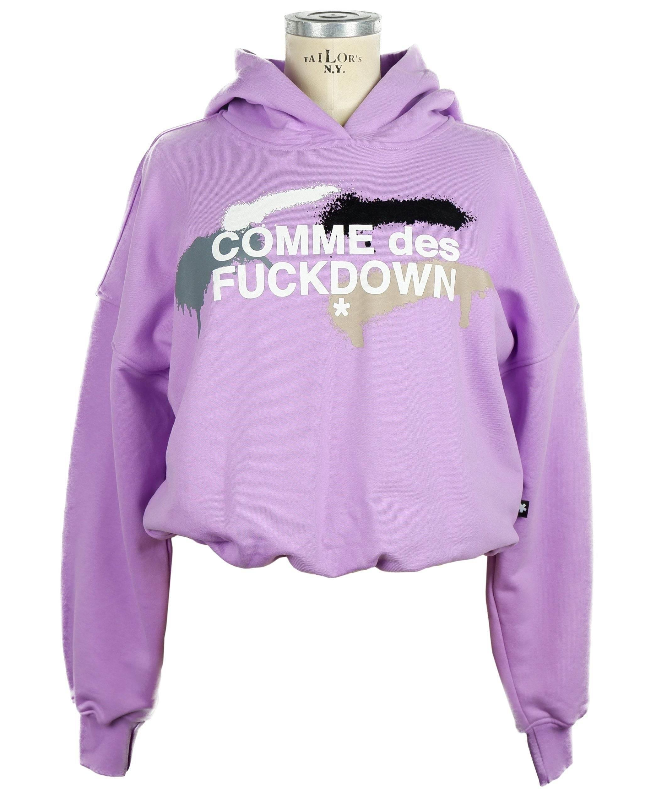 Comme Des Fuckdown Chic Purple Hooded Sweatshirt with Logo Print - Hilstor